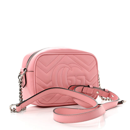 Gucci Calfskin Matelasse Mini GG Marmont Chain Shoulder Bag Wild Rose 3 of 9