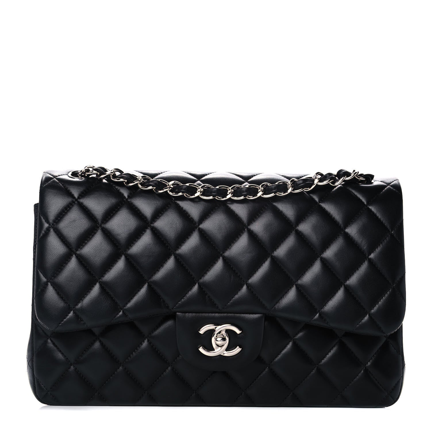 Chanel Lambskin Quilted Jumbo Double Flap Black 1 of 13