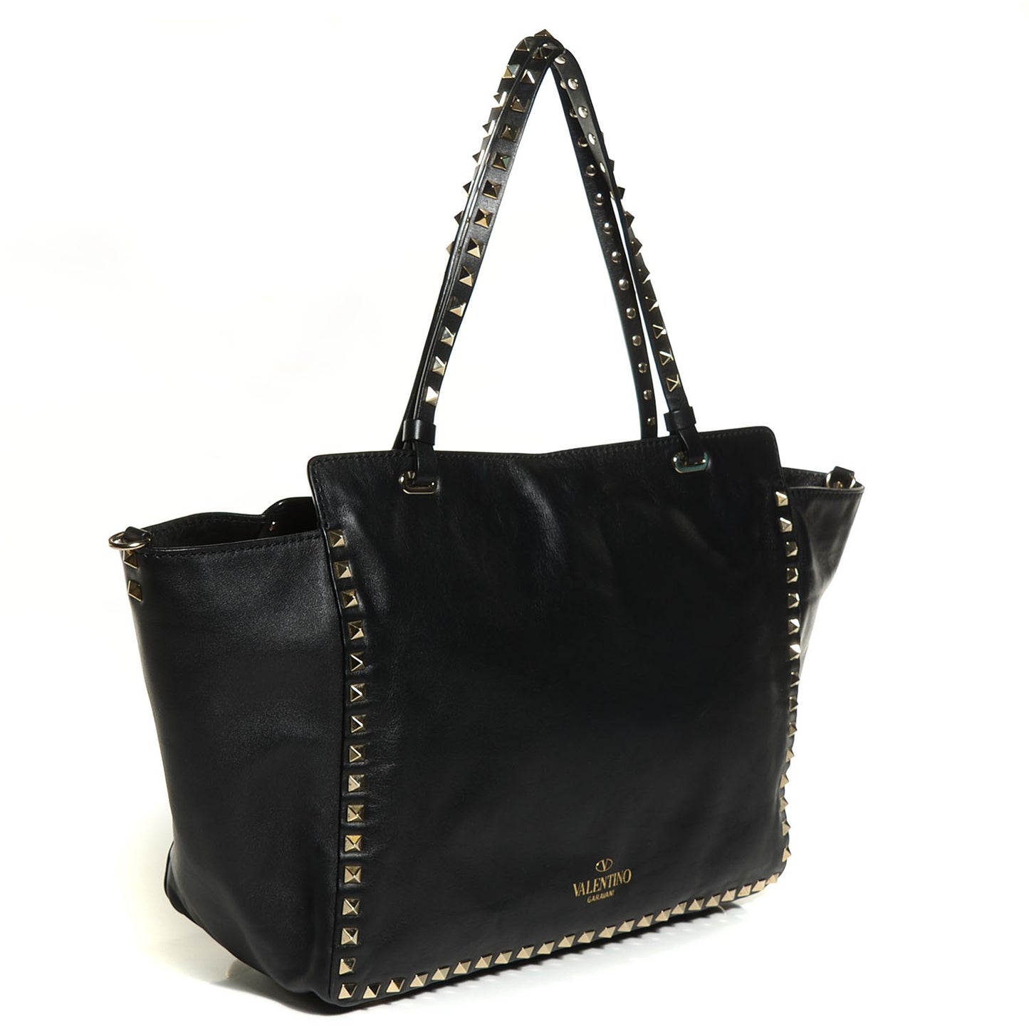 Vitello Medium Rockstud Tote Black