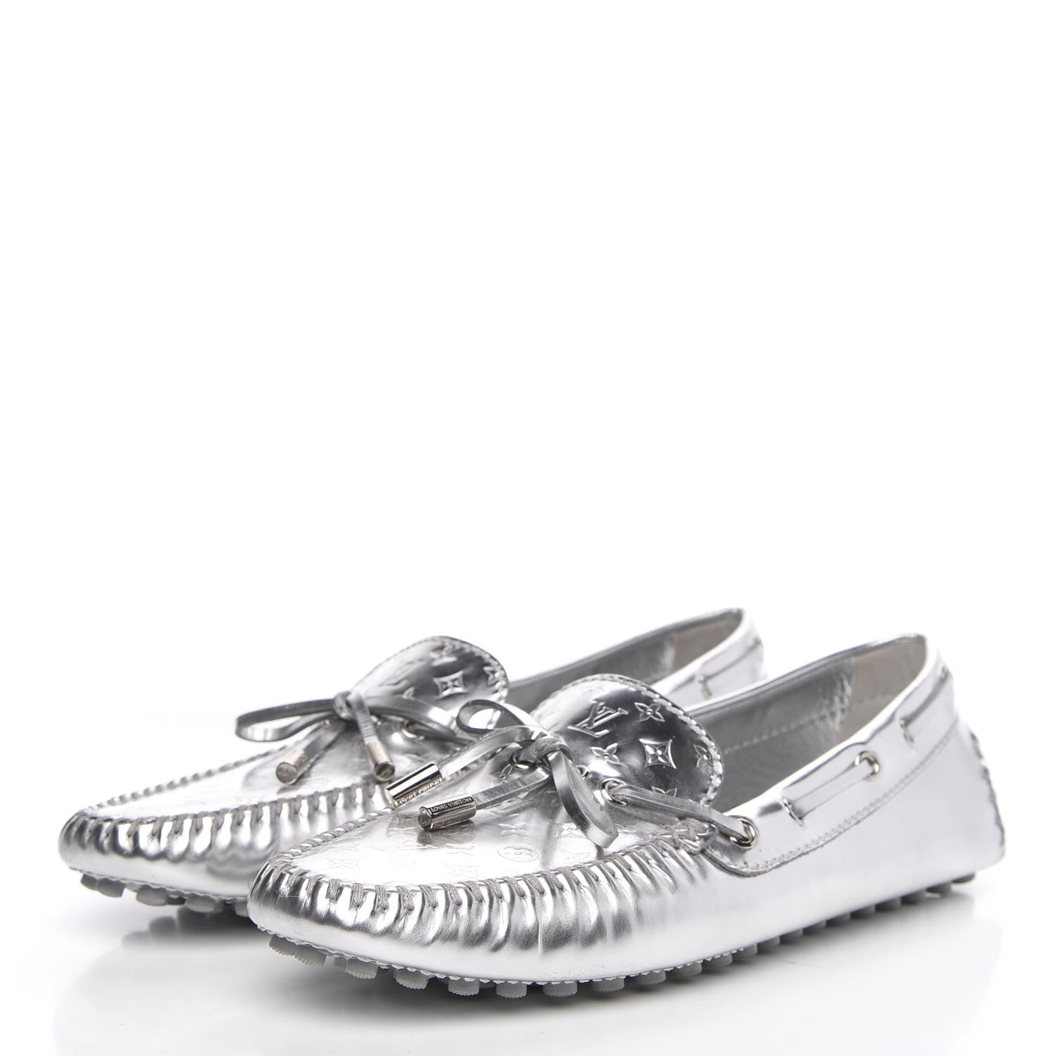 Louis Vuitton Calfskin Monogram Gloria Loafers 41 Silver 3 of 8