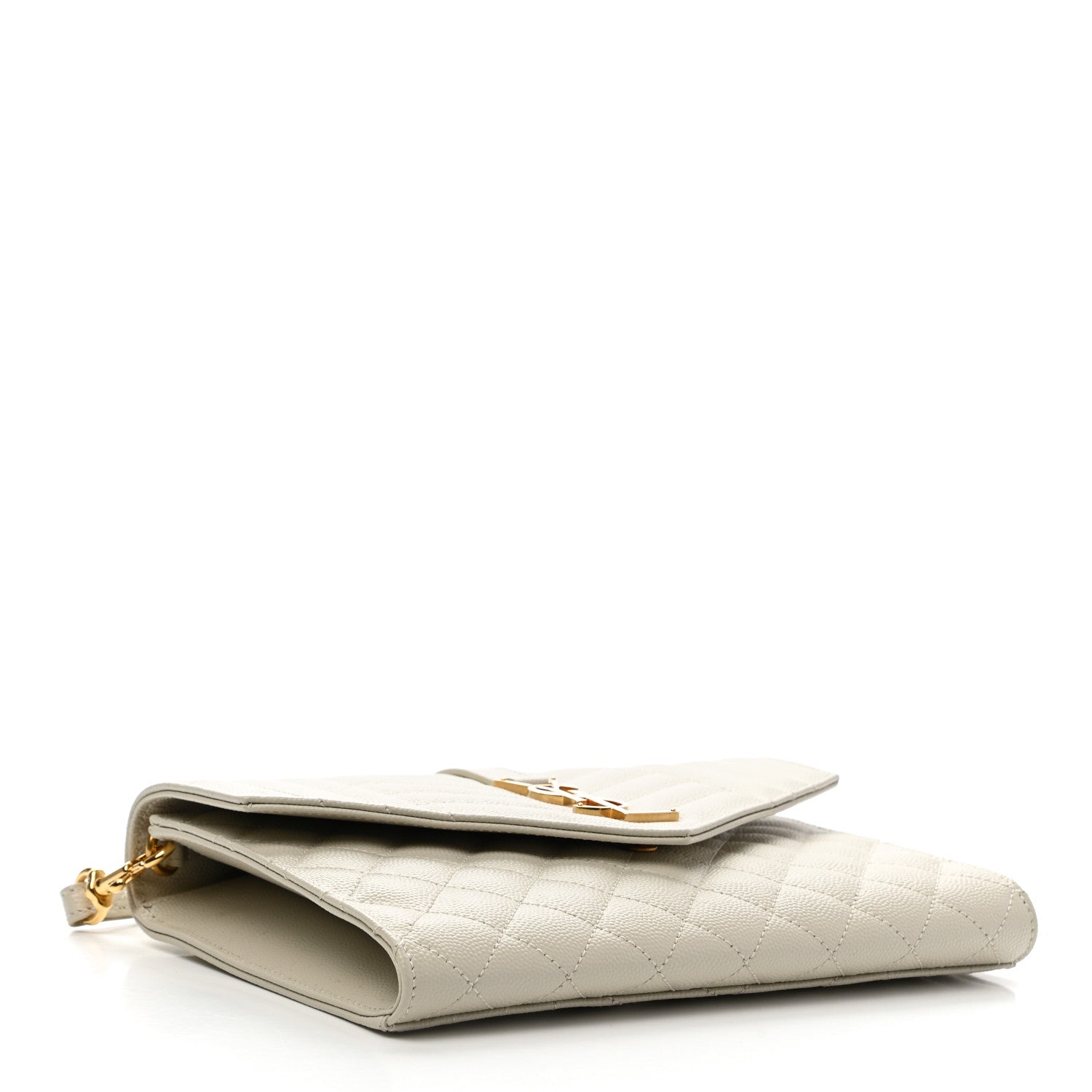 Saint Laurent Grain De Poudre Textured Mixed Matelasse Triquilt Monogram Clutch Blanc Vintage 4 of 8