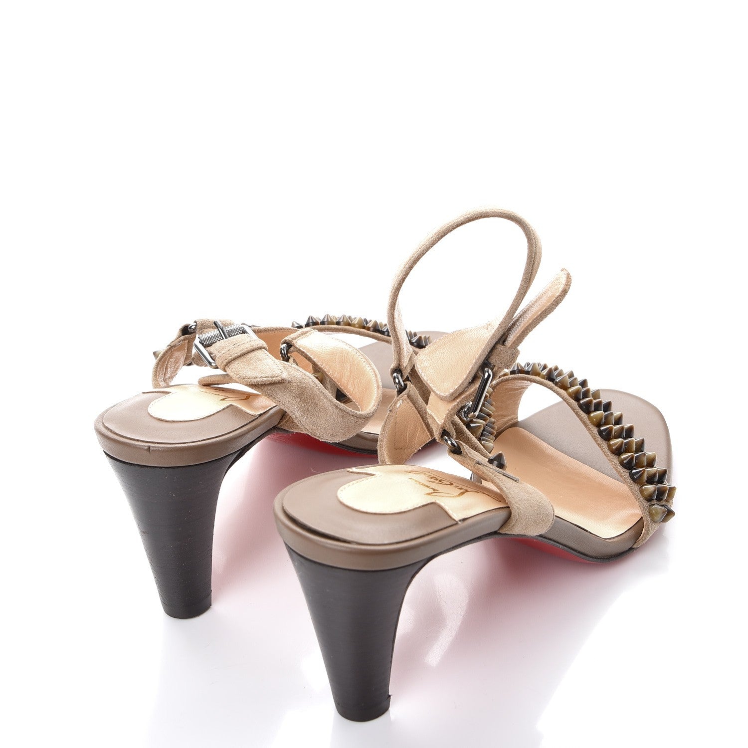 Christian Louboutin Suede Bikee Bike Sandals 36.5 Greige 9 of 9