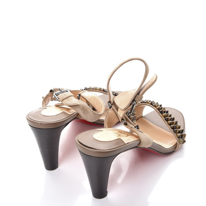Christian Louboutin Suede Bikee Bike Sandals 36.5 Greige 9 of 9
