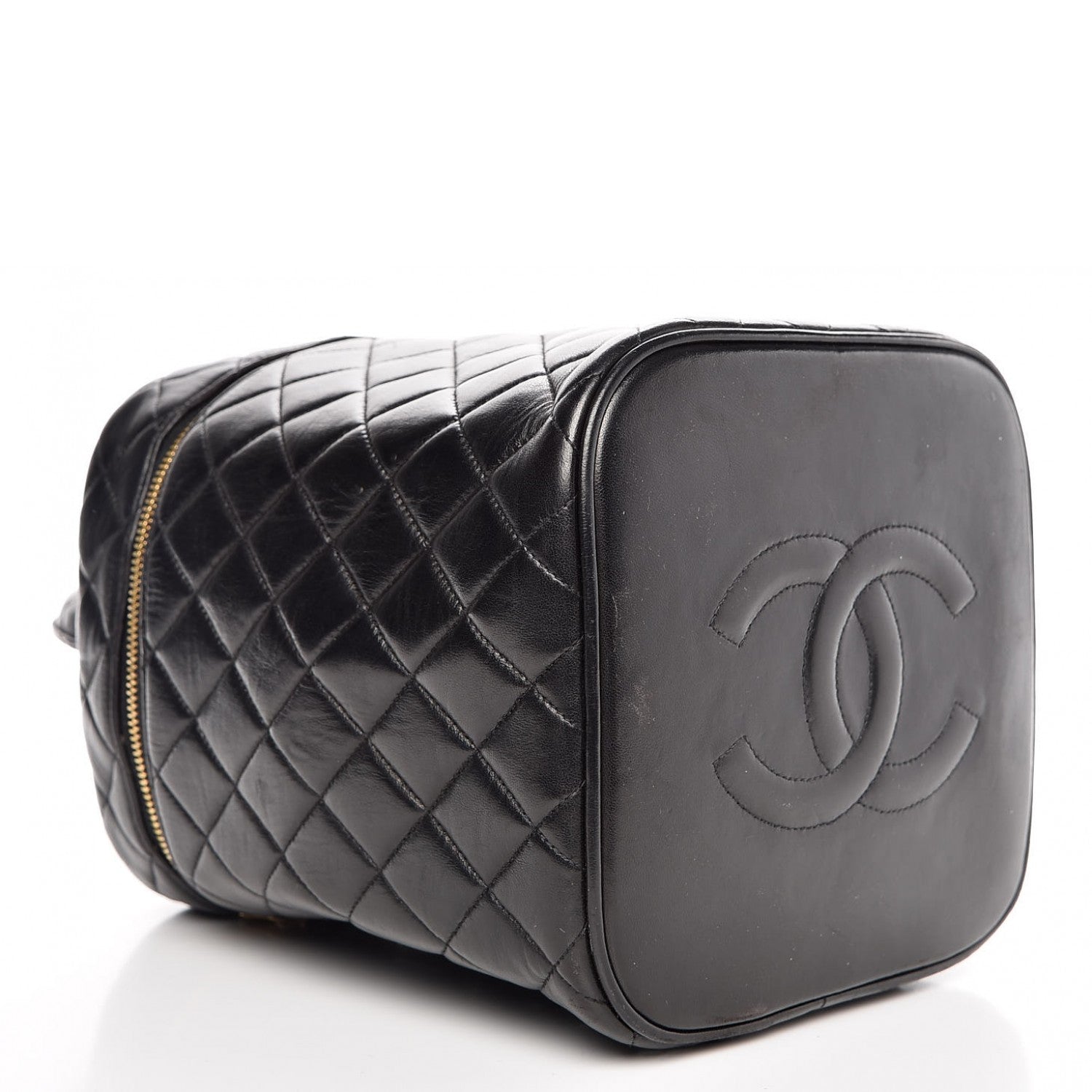 Chanel Lambskin Quilted Vanity Cosmetic Case Black 4 of 11