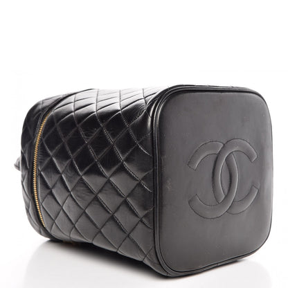 Chanel Lambskin Quilted Vanity Cosmetic Case Black 4 of 11