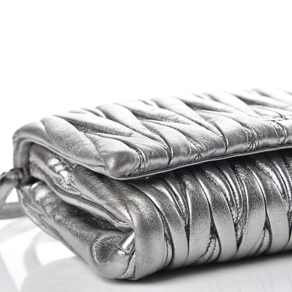 Miu Miu Metallic Nappa Matelasse Chain Crossbody Cromo 7 of 11