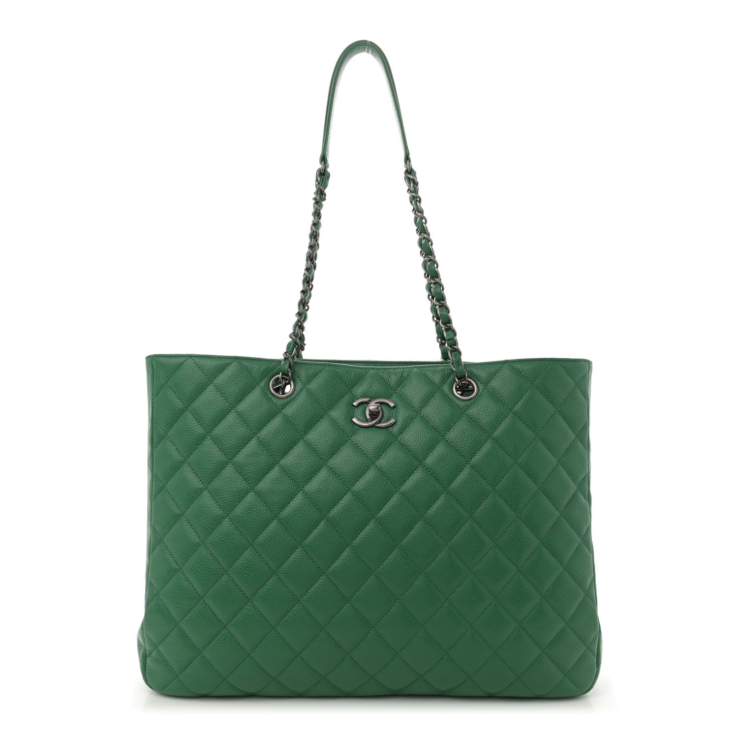 Chanel Caviar Quilted Large Classic Shopping Tote Green 1 of 10