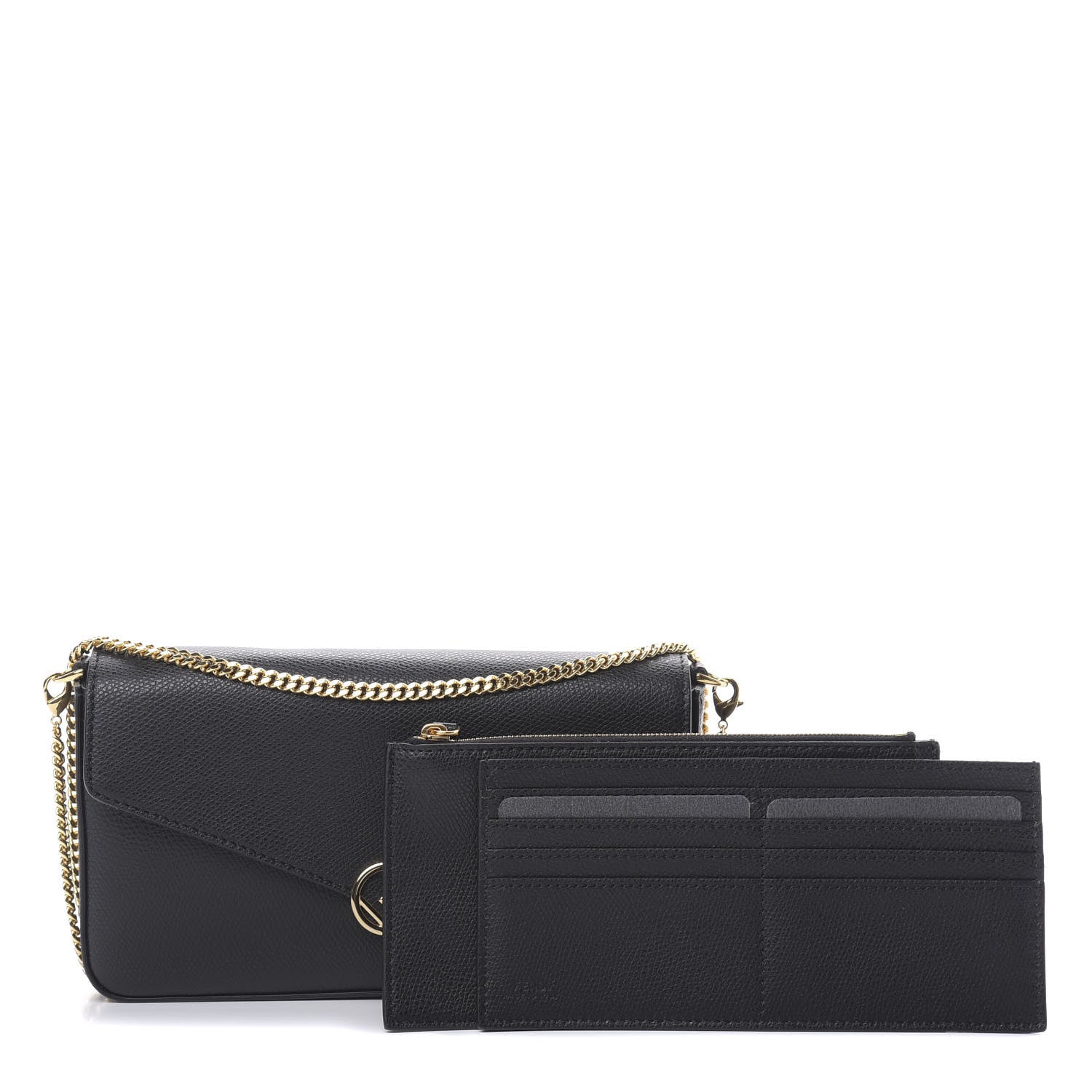 Fendi Vitello Cruise F is Fendi Envelope Wallet on Chain with Pouches Black 3 of 12