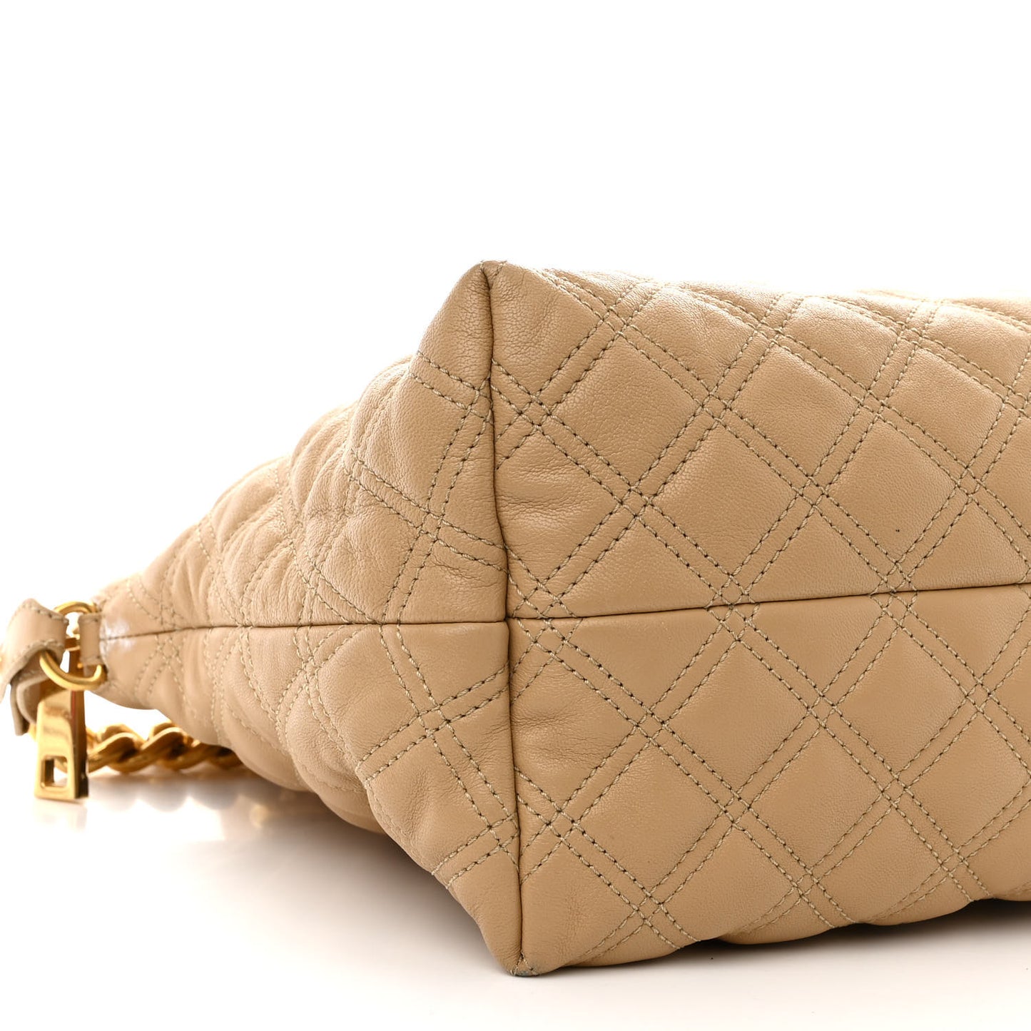 Lacquered Goatskin Quilted Karlie Satchel Brown