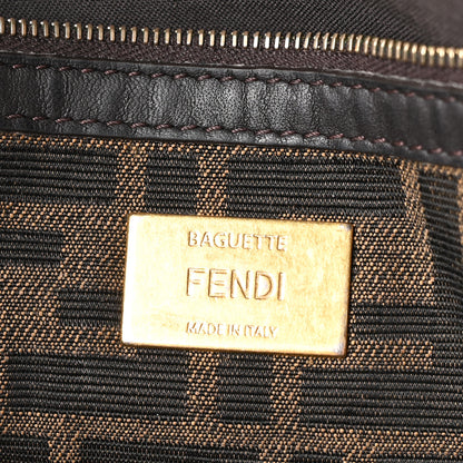 Fendi Fabric Jacquard FF 1974 Large Baguette Tobacco Moro Fuxia Fluo 6 of 10