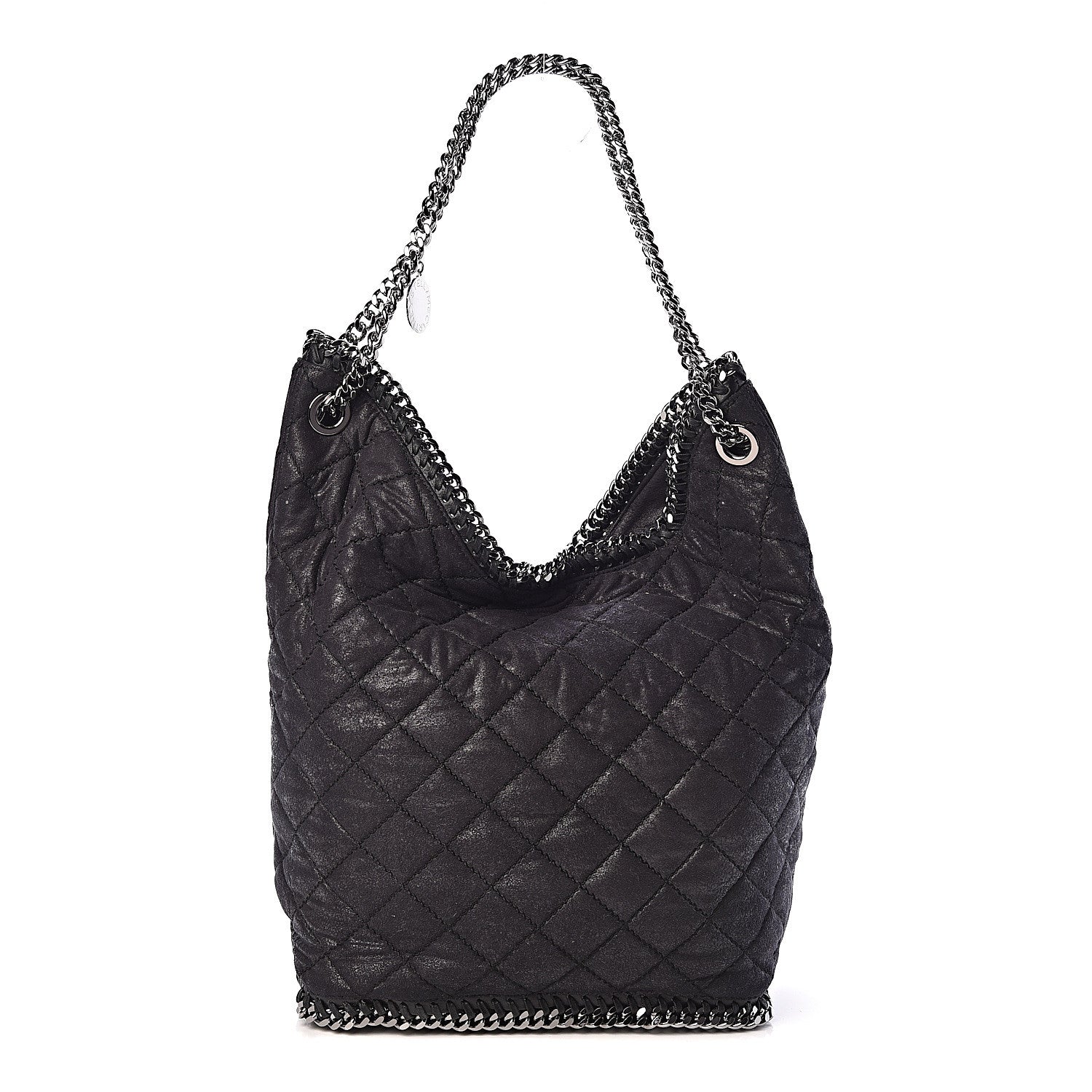 Stella McCartney Quilted Shaggy Deer Large Falabella Bucket Bag Black 1 of 8