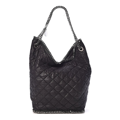 Stella McCartney Quilted Shaggy Deer Large Falabella Bucket Bag Black 1 of 8
