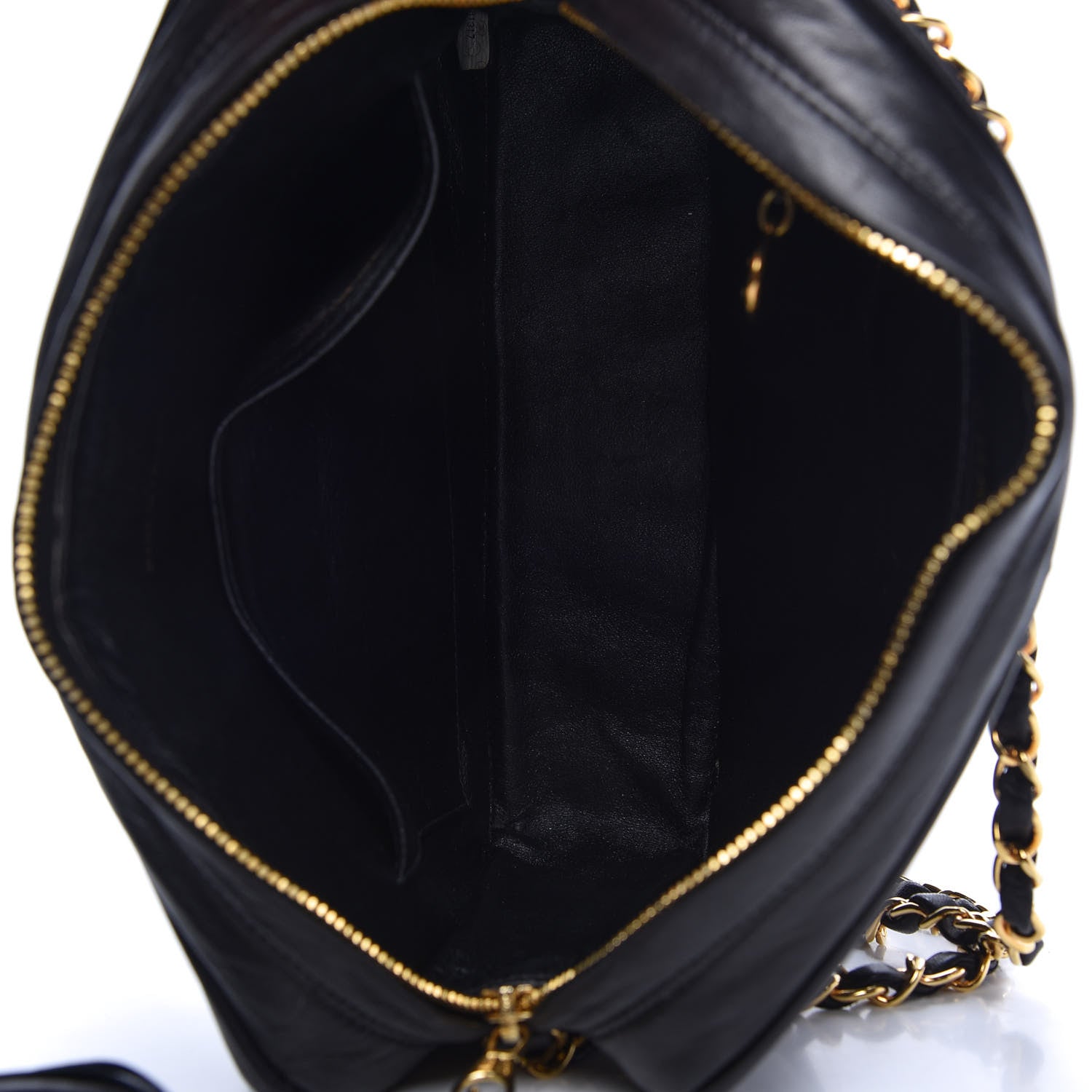 Chanel Lambskin Chevron Quilted Tassel Camera Case Black 5 of 12