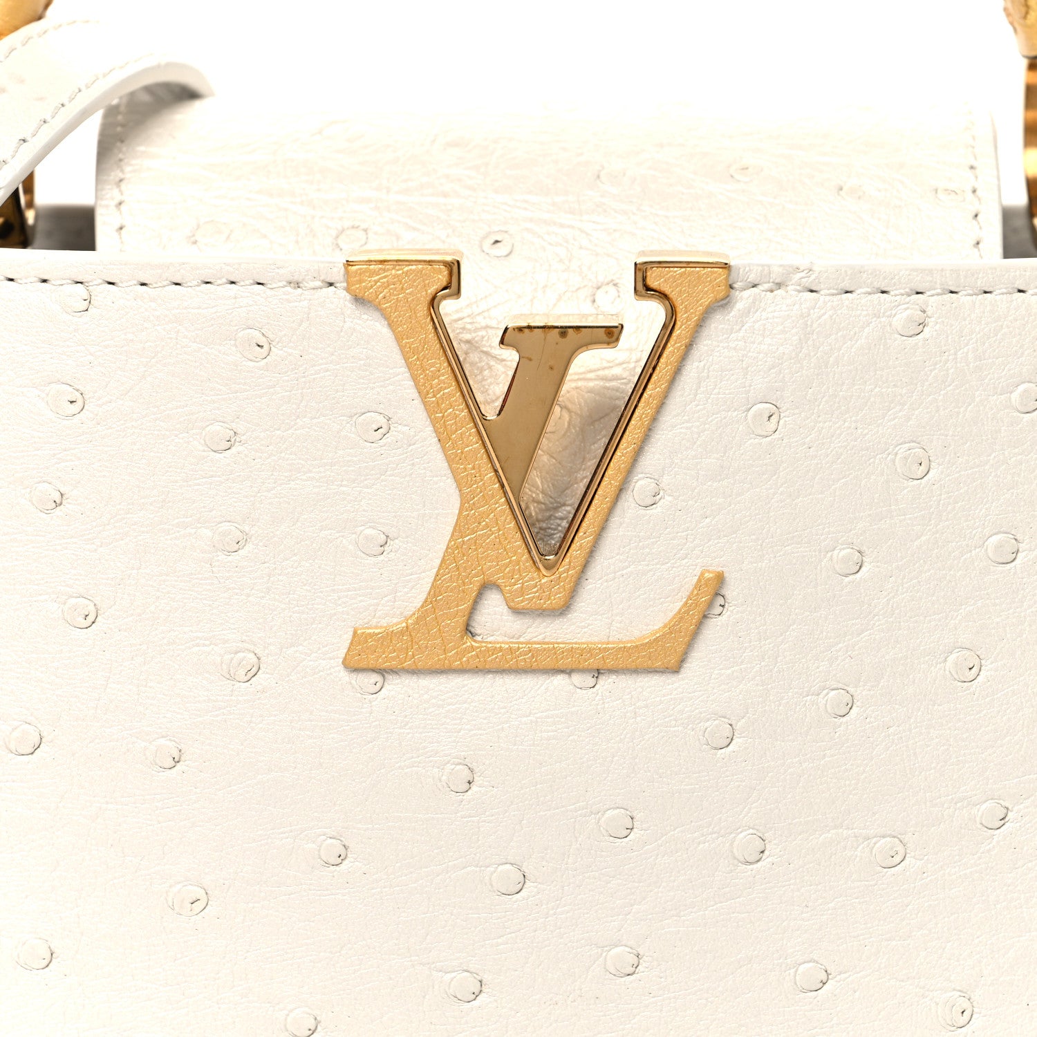 Louis Vuitton Iridescent Ostrich Capucines Mini White Gold 7 of 9