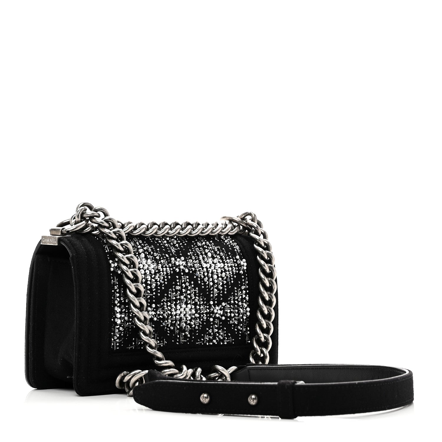 Chanel Wool Felt Embellished Small Boy Flap Black 3 of 10