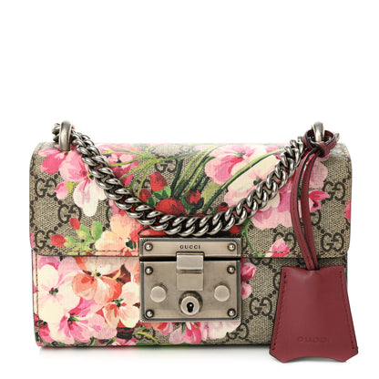 Gucci GG Supreme Monogram Blooms Small Padlock Shoulder Bag Beige Multicolor Dry Rose 1 of 10