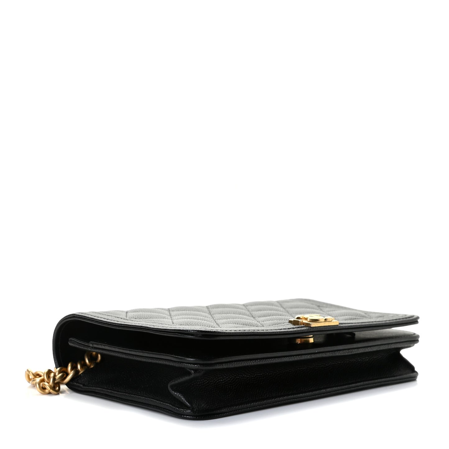 Caviar Quilted Boy Wallet On Chain WOC Black