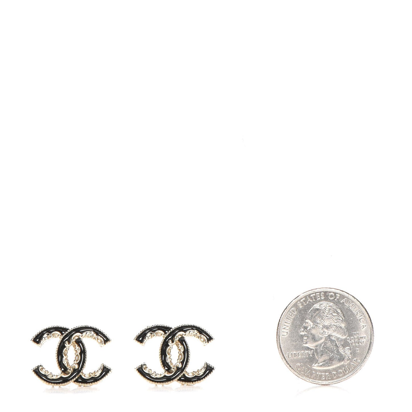 Enamel CC Baroque Earrings Black Gold