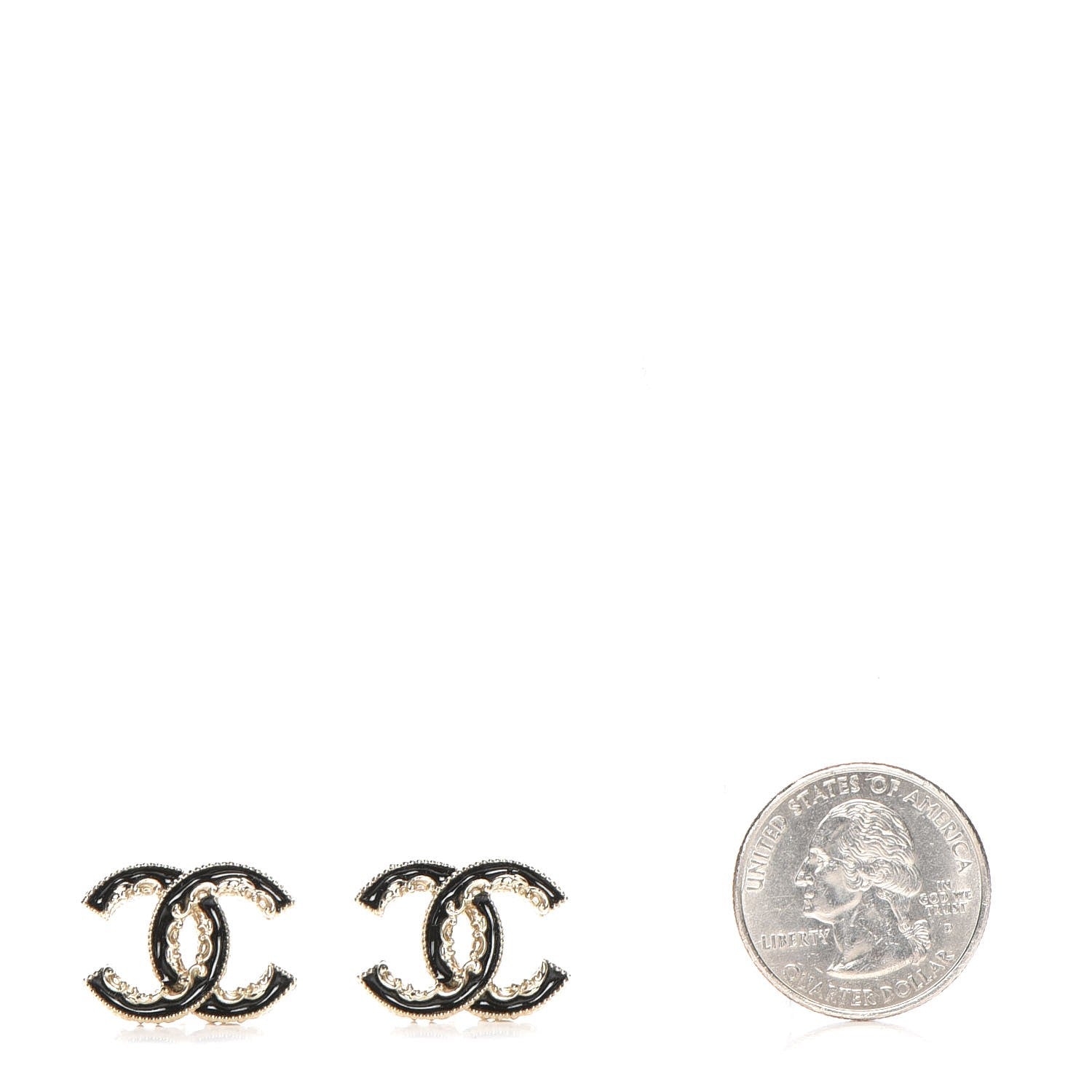 Chanel Enamel CC Baroque Earrings Black Gold 2 of 5