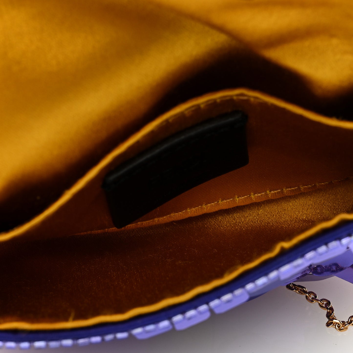 Sequin Paillettes Shiny Nappa Sex and the City Nano Maxi Buckle Baguette Charm Viola Purple