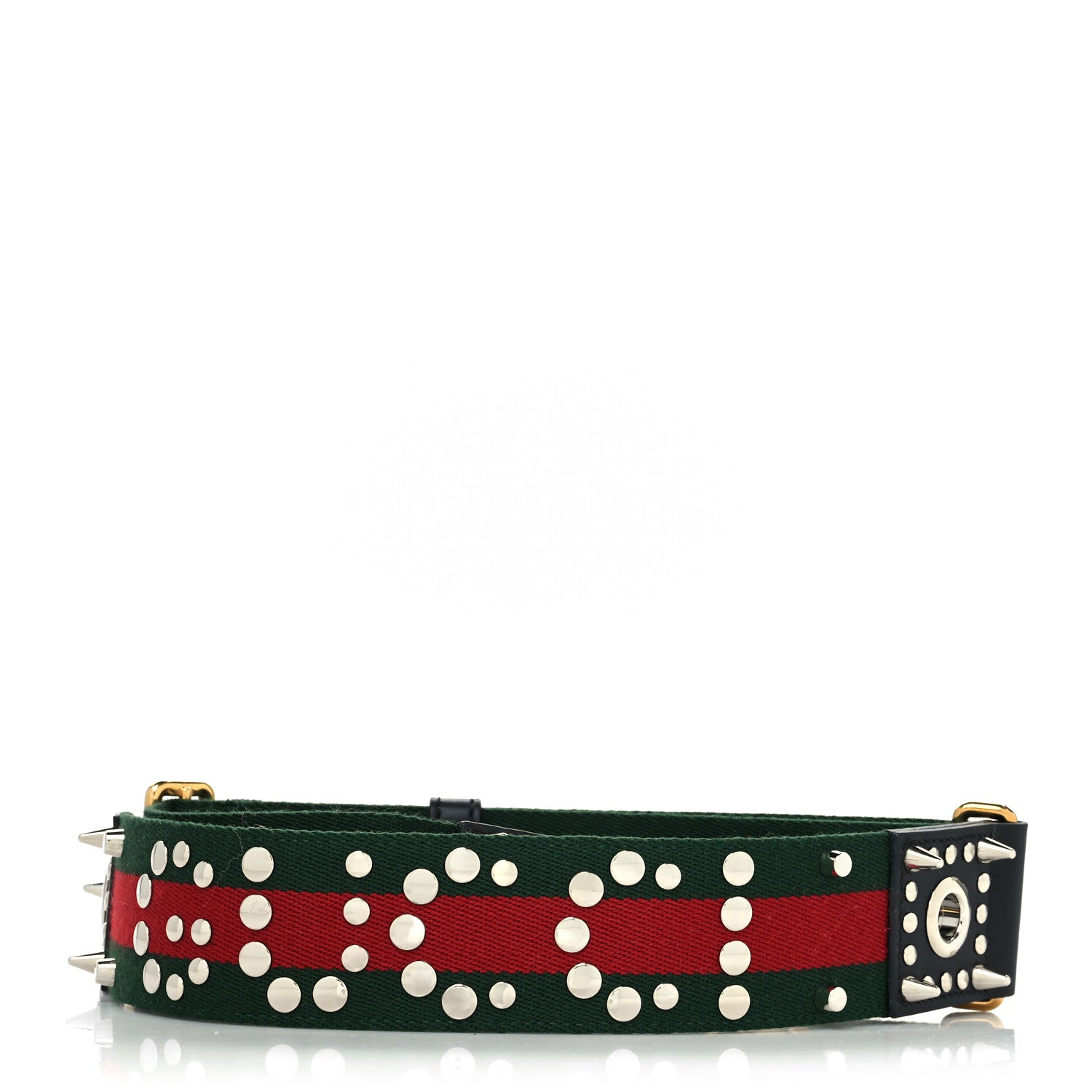 Gucci Canvas Web Studded Wide Shoulder Strap Green Red 2 of 4