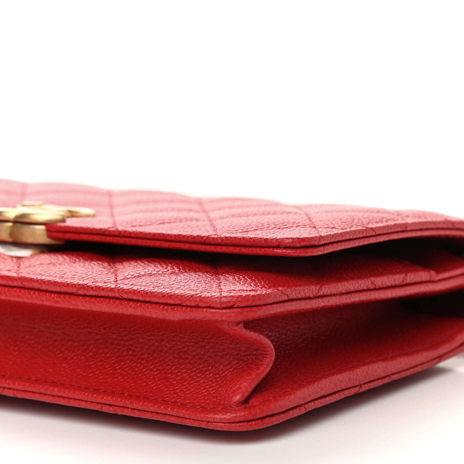 Chanel Shiny Caviar Quilted Chain Melody Wallet On Chain WOC Red 6 of 9