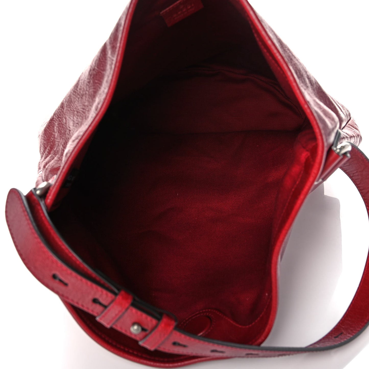 Fluffy Calfskin Morpheus Hobo Shoulder Bag Red