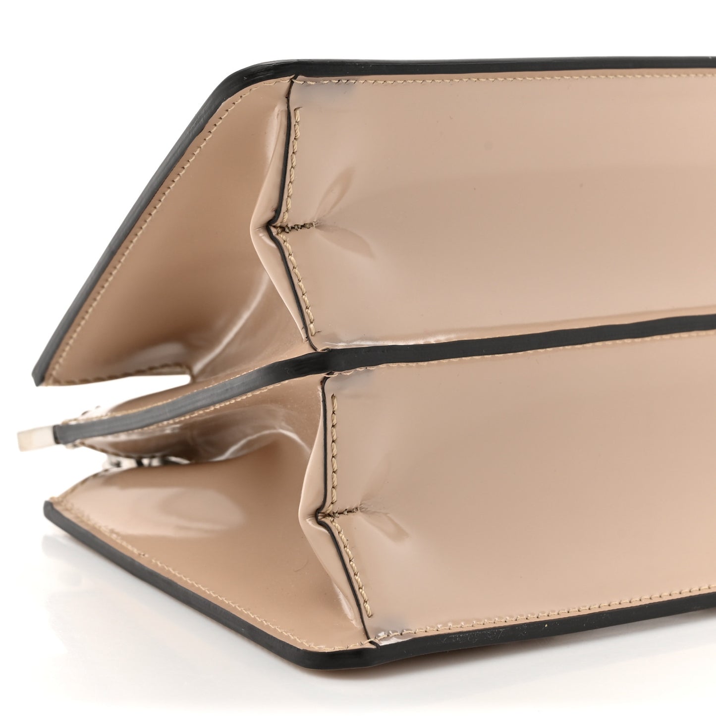 Patent Peekaboo Cut Beige Amid