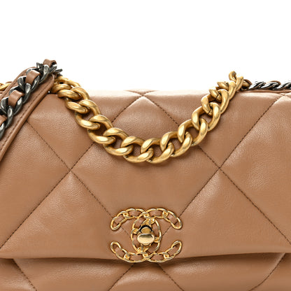 Chanel Lambskin Quilted Medium Chanel 19 Flap Dark Beige 8 of 10