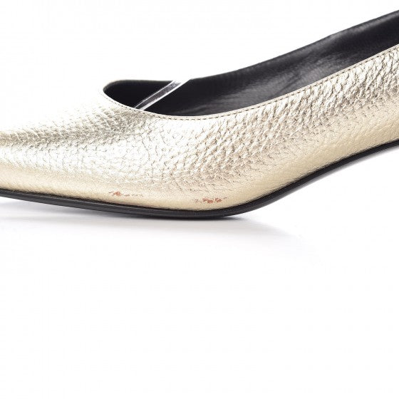 Saint Laurent Metallic Calfskin Babies 40 Ankle Strap Pumps 37 Gold 9 of 14