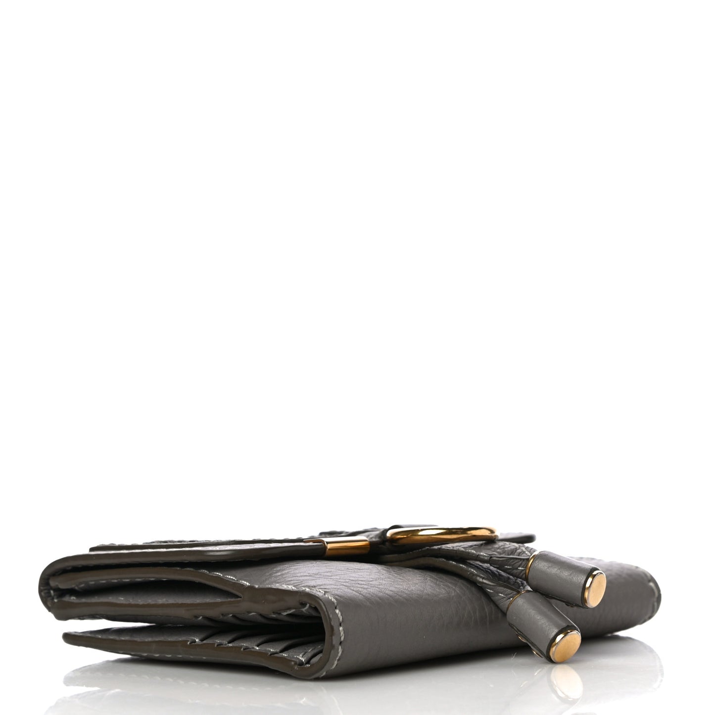 Grained Calfskin Marcie Square Wallet Cashmere Grey