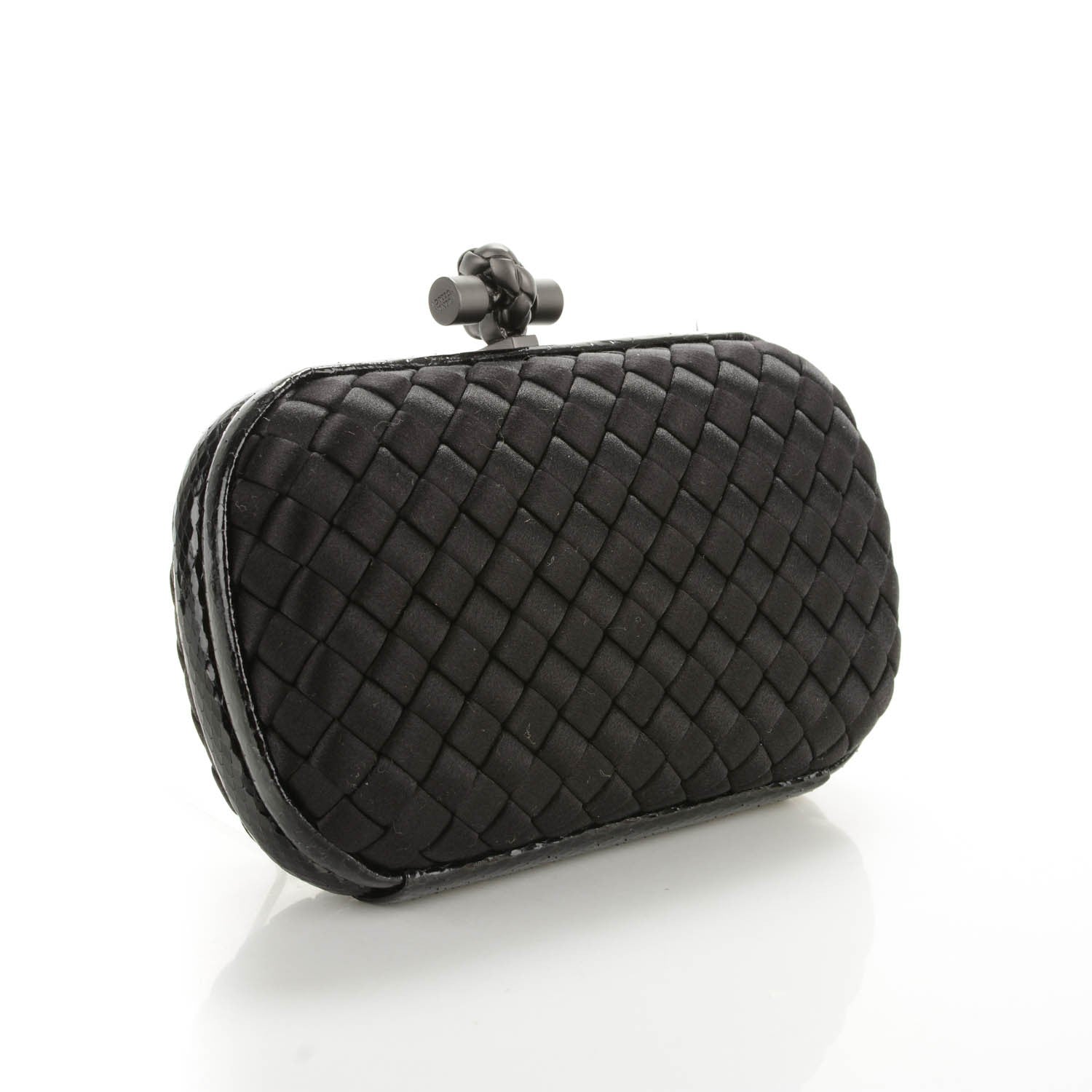 Bottega Veneta Satin Intreccio Impero Ayers Knot Clutch Black 3 of 6
