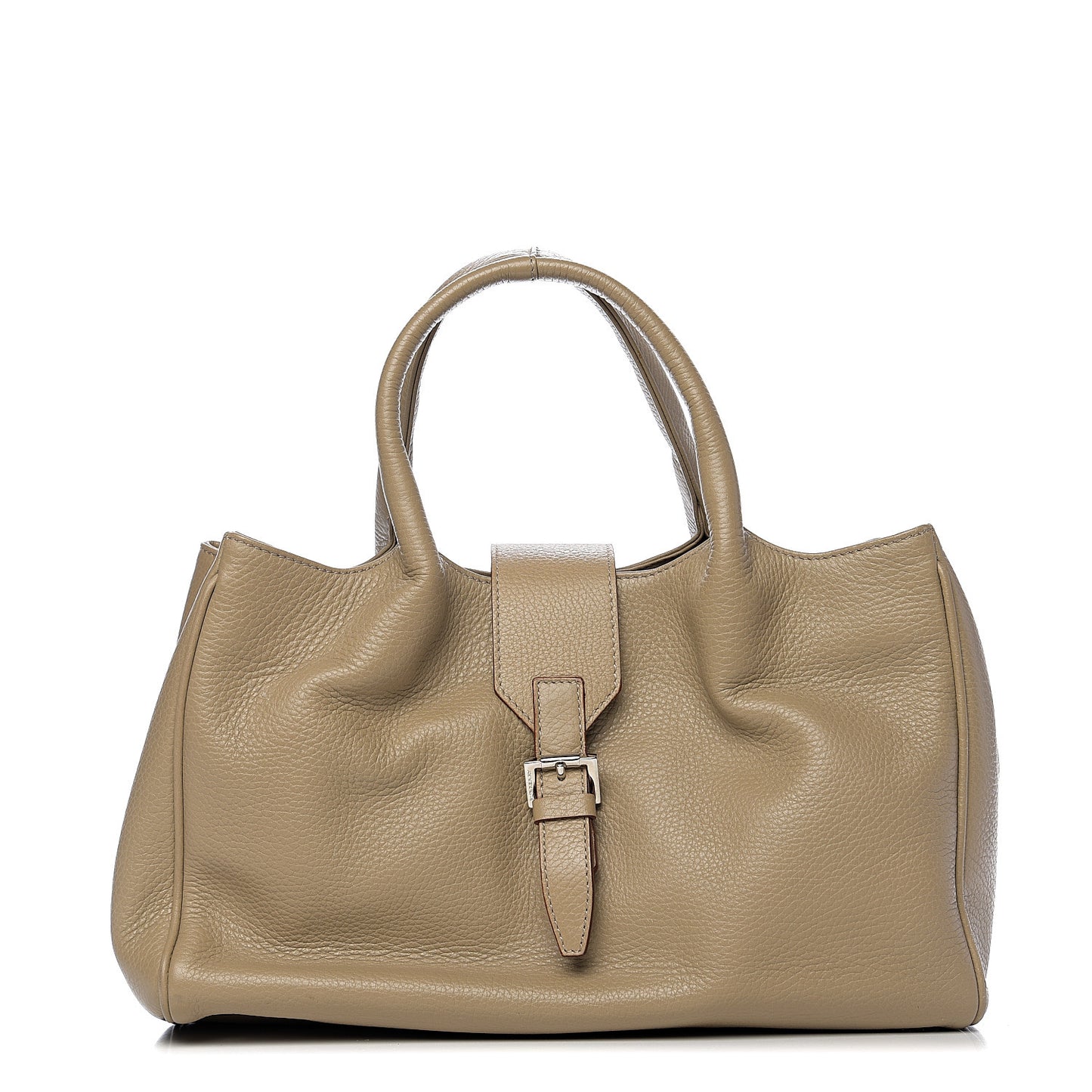 Grainy Calfskin Satchel Beige