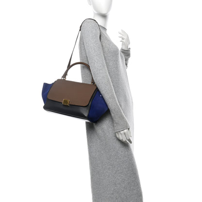 Celine Bullhide Calfskin Nubuck Small Tri-Color Trapeze Coffee 2 of 11