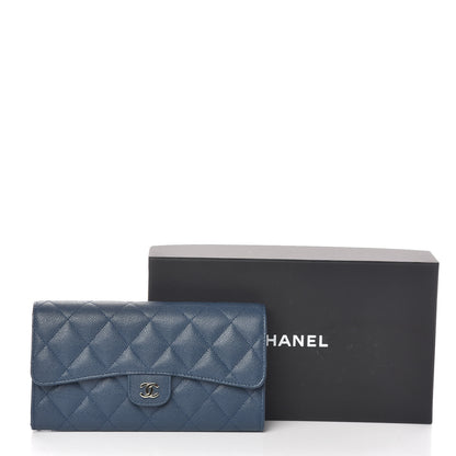 Chanel Caviar Quilted Large Gusset Flap Wallet Navy 9 of 9