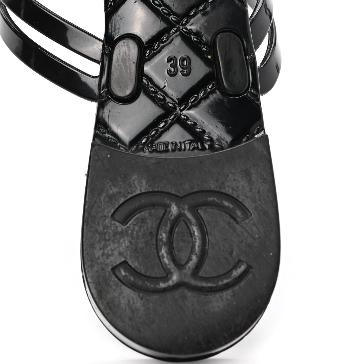 Chanel Jelly Camellia Thong Sandals 39 Black Ivory 6 of 8
