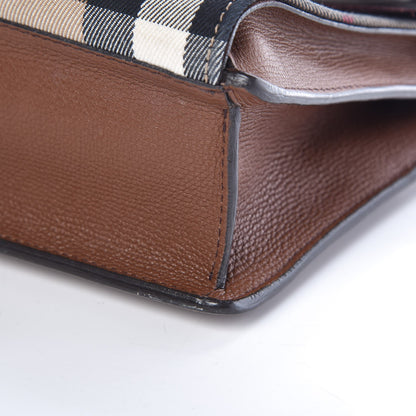 Burberry Derby Calfskin House Check Small Macken Crossbody Bag Tan 12 of 13