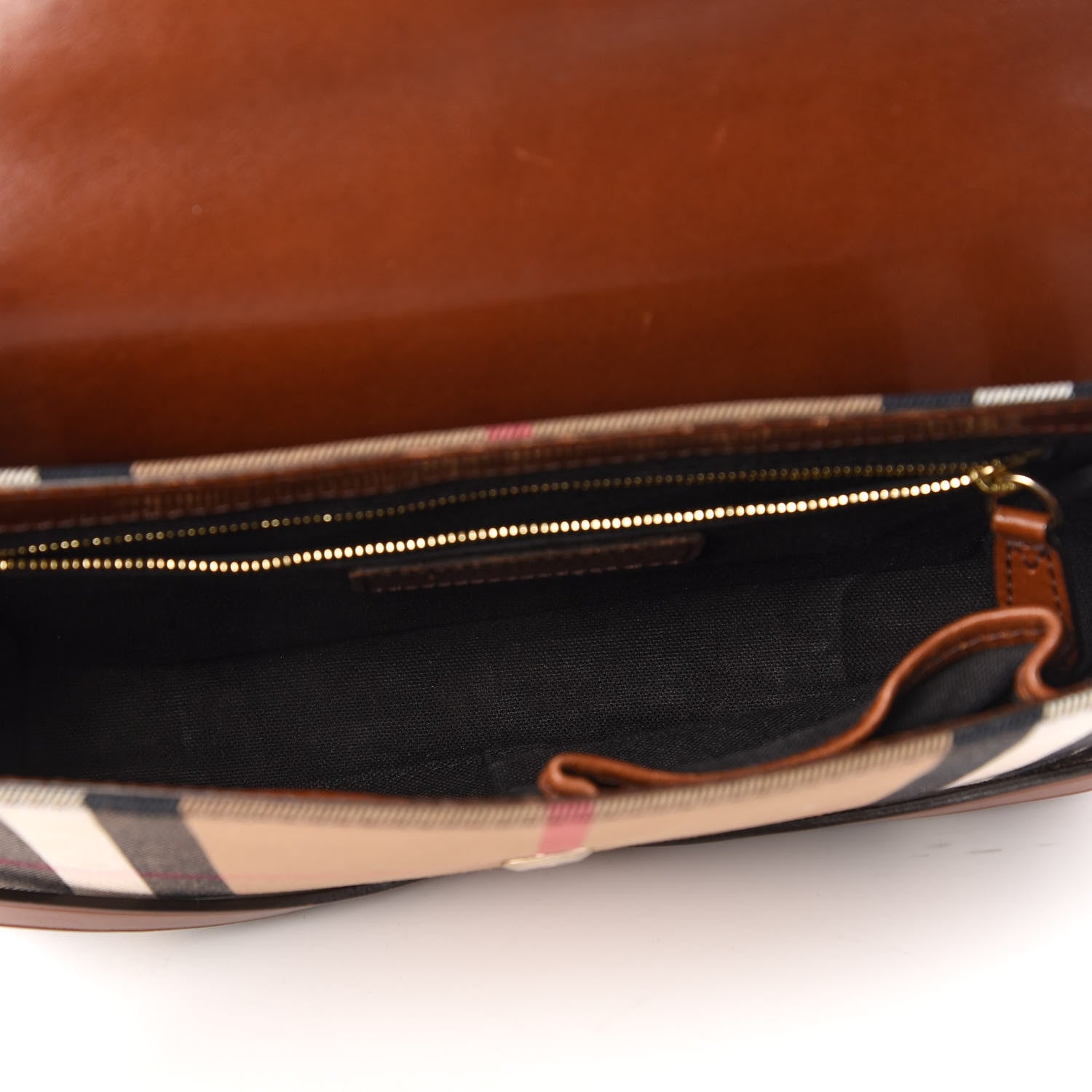 Burberry House Check Bridle Calfskin Small Abbott Crossbody Bag Tan 5 of 11