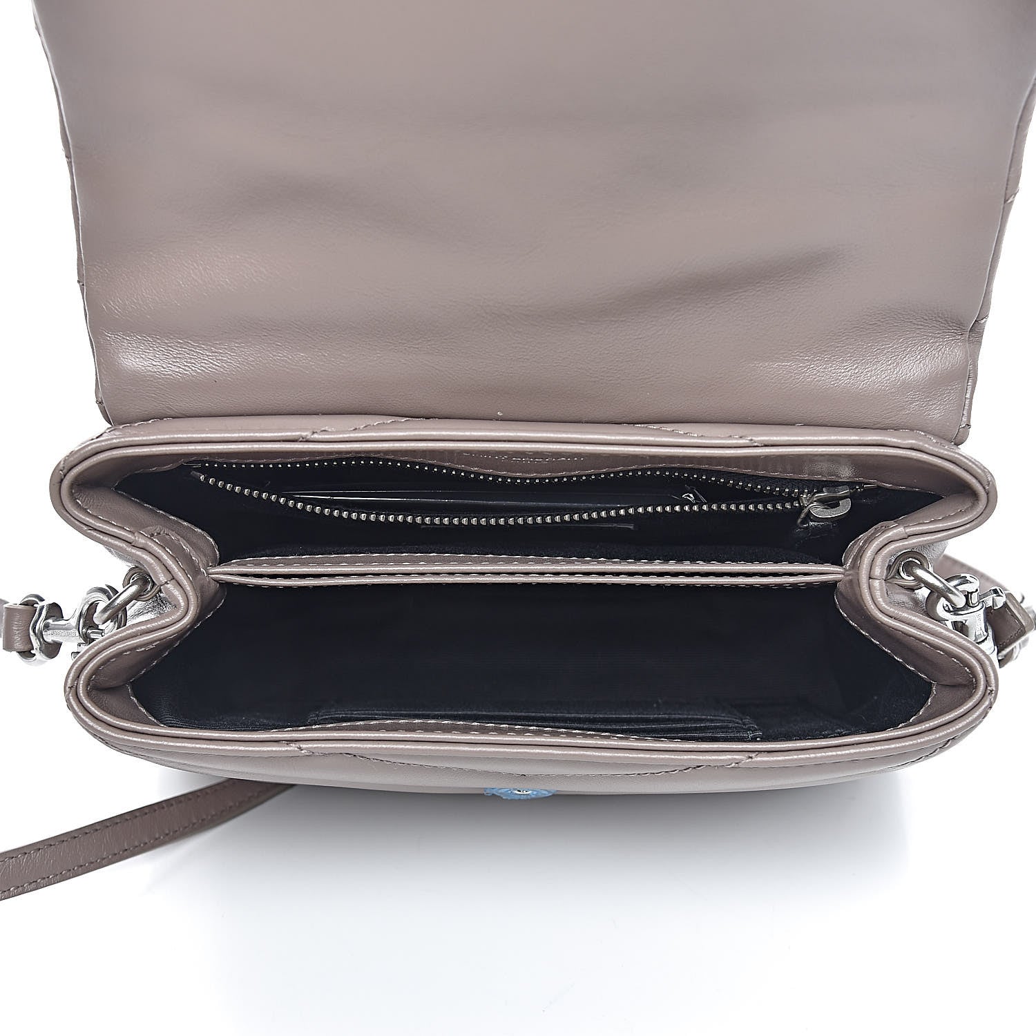 Saint Laurent Calfskin Y Quilted Monogram Toy Loulou Satchel Dusty Grey 5 of 10