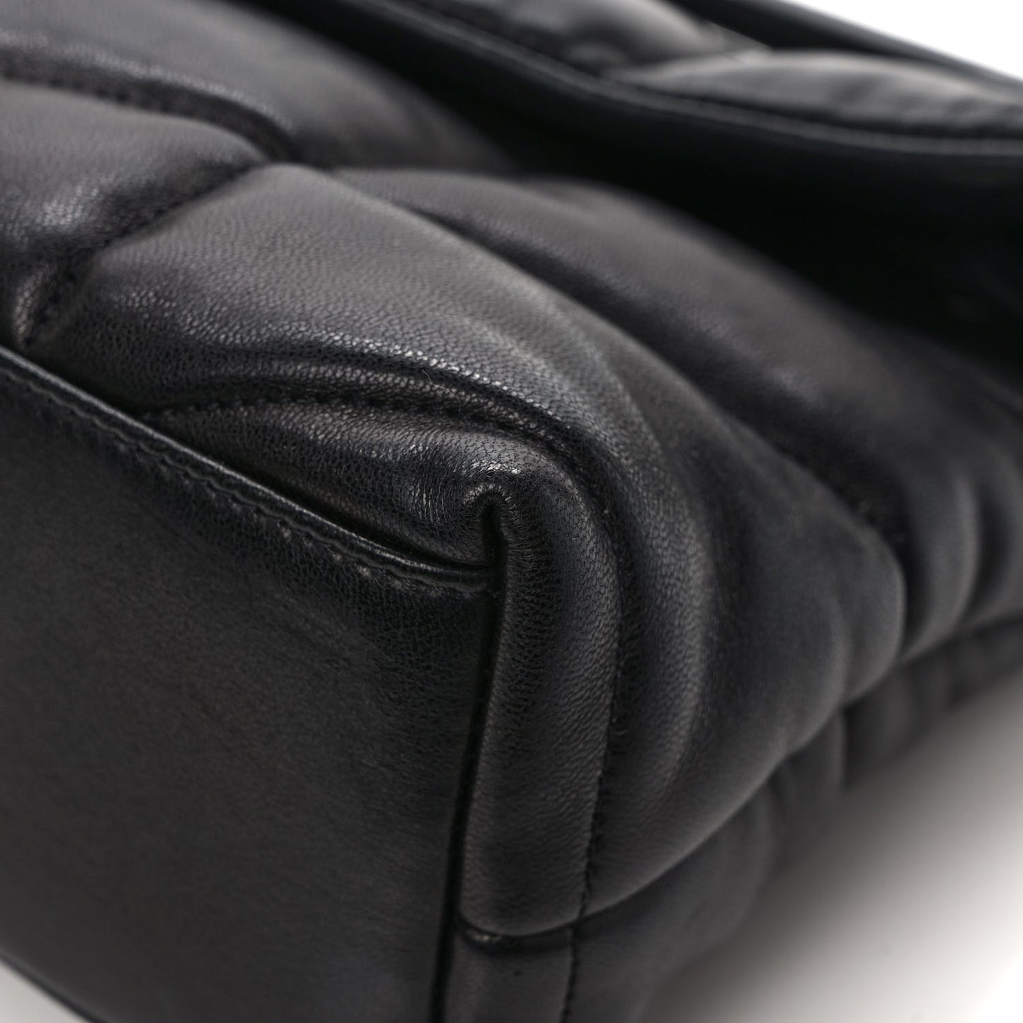 Lambskin Quilted Monogram Monochrome Small Loulou Puffer Chain Satchel Black