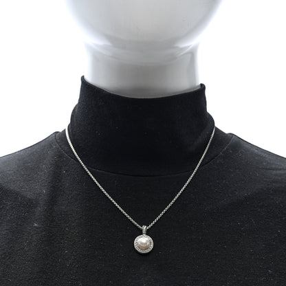 David Yurman Sterling Silver Diamond Cultured Pearl 8mm Cerise Pendant Necklace 2 of 5