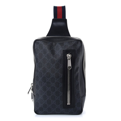 Gucci GG Supreme Monogram Web Belt Bag Black Grey 1 of 10