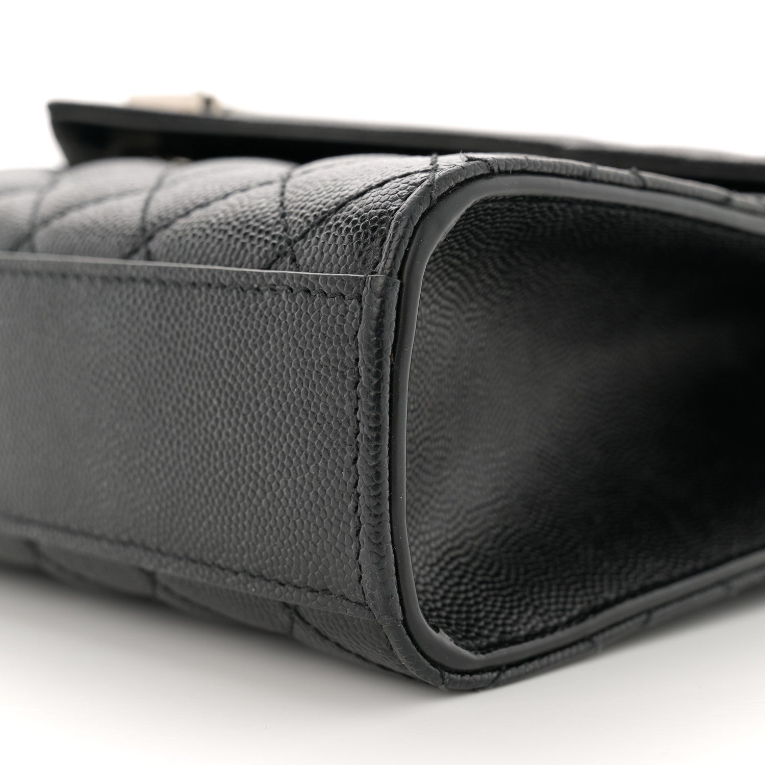 Saint Laurent Grain De Poudre Textured Mixed Matelasse Triquilt Medium Monogram Satchel Black 10 of 11
