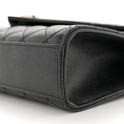 Saint Laurent Grain De Poudre Textured Mixed Matelasse Triquilt Medium Monogram Satchel Black 10 of 11