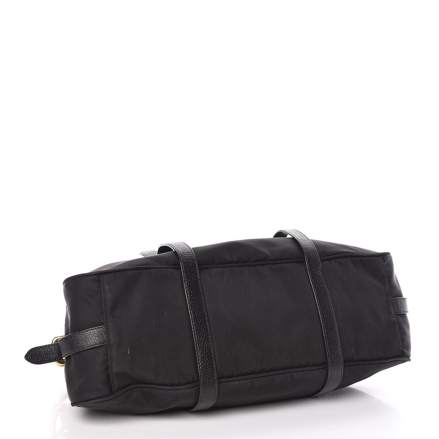 Tessuto Nylon Calfskin Shopping Satchel Black