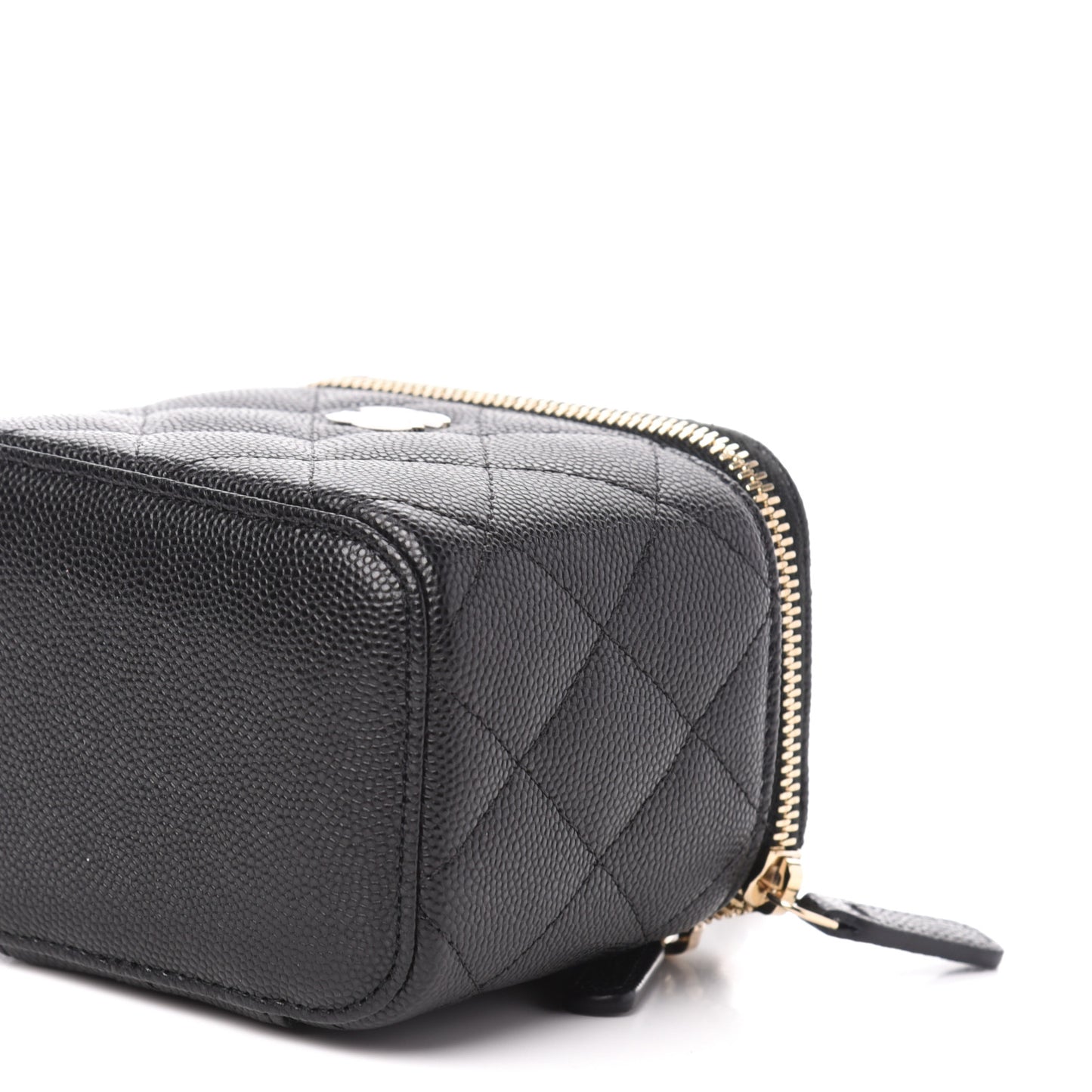 Caviar Quilted Mini Vanity Case With Chain Black