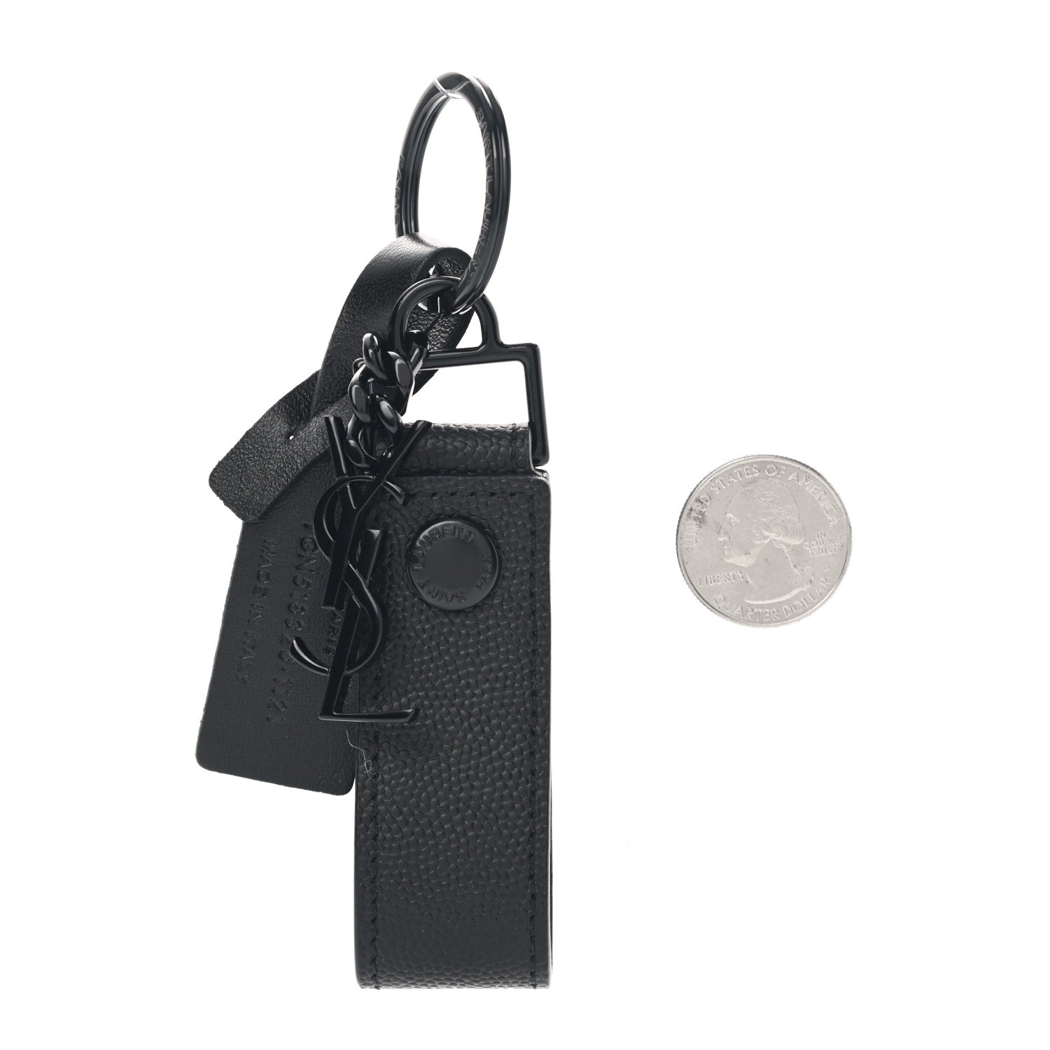 Saint Laurent Calfskin Monogram Key Ring Black 2 of 4