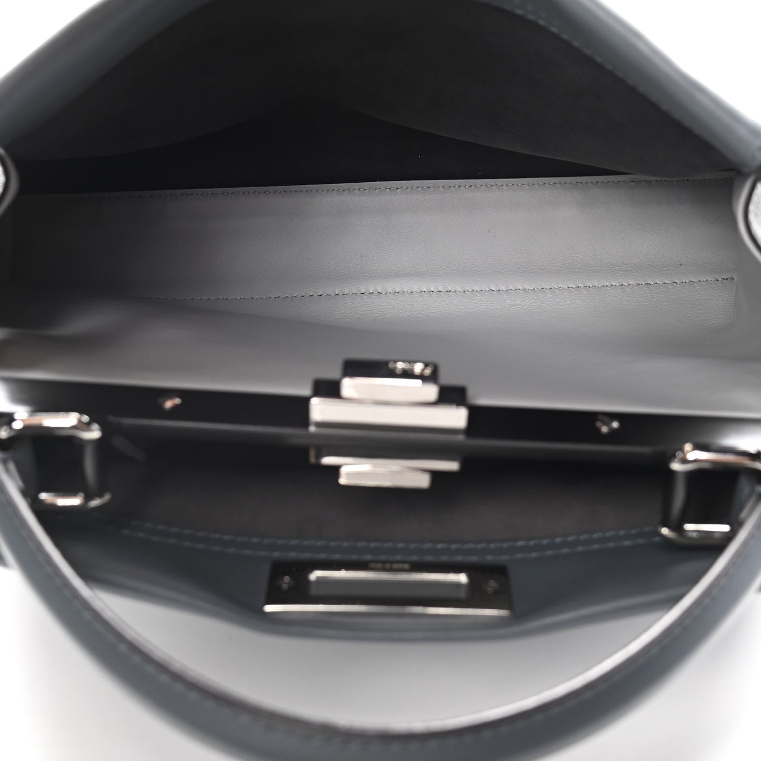 Fendi Vitello Seta Shiny Nappa Medium Peekaboo Iconic Satchel Tempesta Grigio Perla 5 of 13