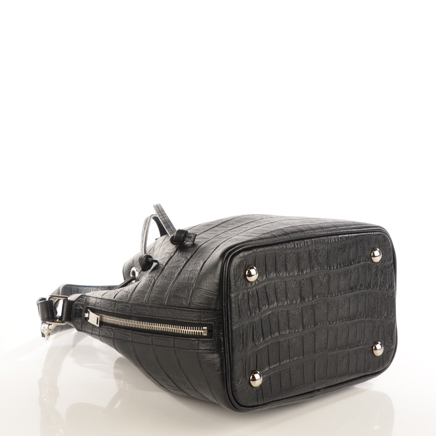Saint Laurent Calfskin Crocodile Embossed Medium Emmanuelle Bucket Bag Black 4 of 7