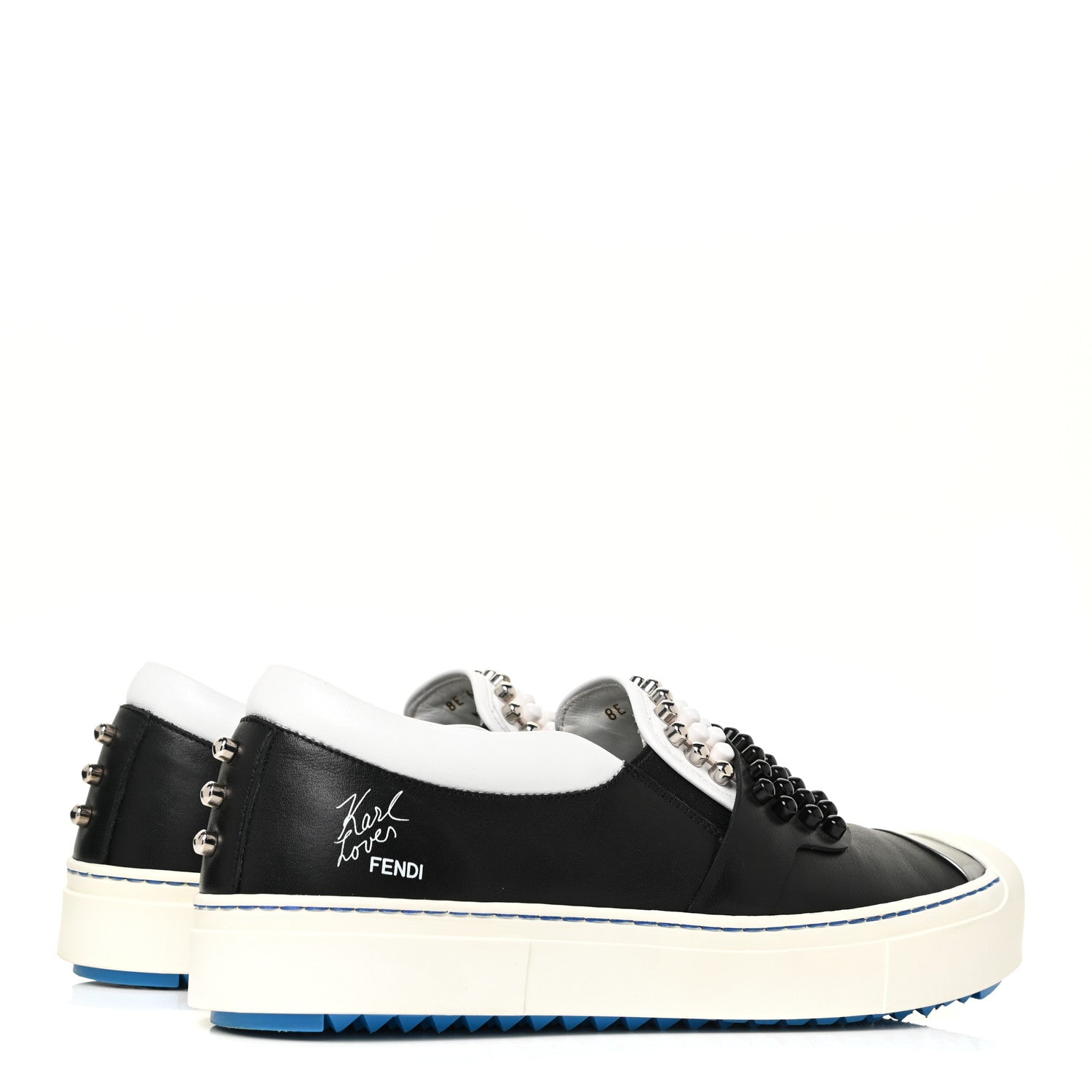 Fendi Calfskin Studded Karlito Slip On Sneaker 40 Black 5 of 15